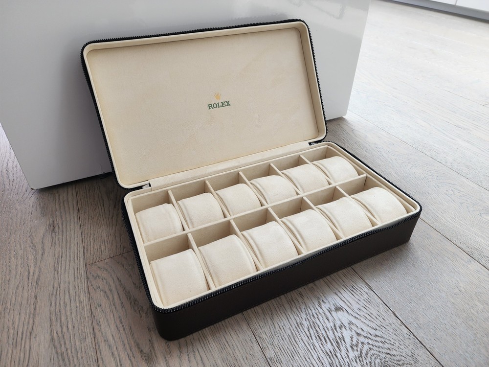 ROLEX BOX CASE HOLDER ORGANIZER STORAGE BROWN LEATHER