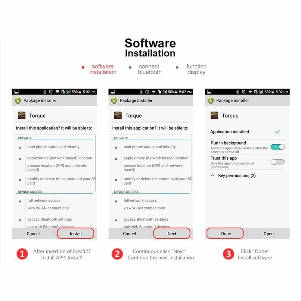 Bluetooth OBD2 Adapter, OBDⅡ Scanner and App for iPhone/iPad Android Code Reader