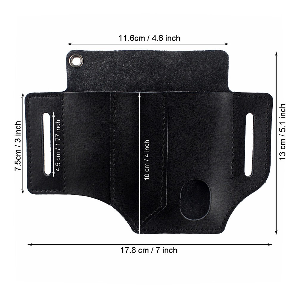 Tactical Molle Leather Bag Multitools Belt Pocket EDC Flashlight Storage Holster