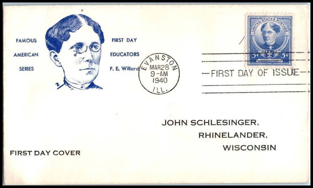1940 Frances E. Willard educator FDC Sc 872-46 FDC with Unknown cachet-maker (08