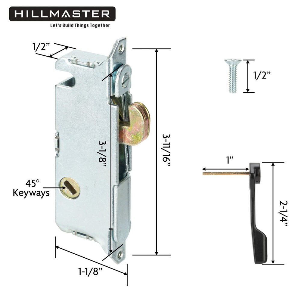 HILLMASTER Patio Door Handle Set with + Mortise Lock, Black