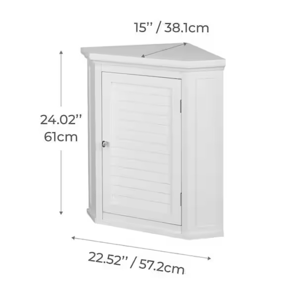 Teamson Home Glancy Removable Corner Wall Cabinet with Adjustable Shelf, White