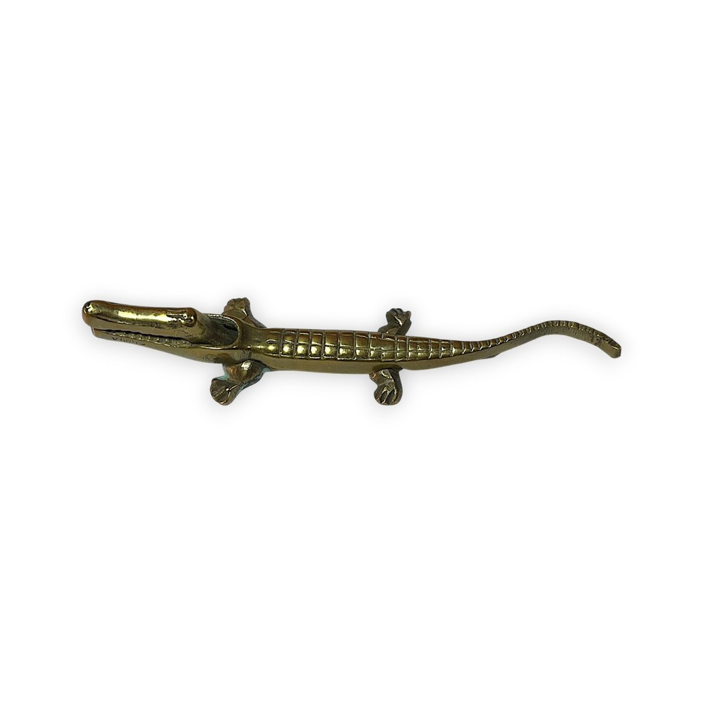 Vintage Brass Alligator Nutcracker 8" Figural Crocodile Kitchen Tool