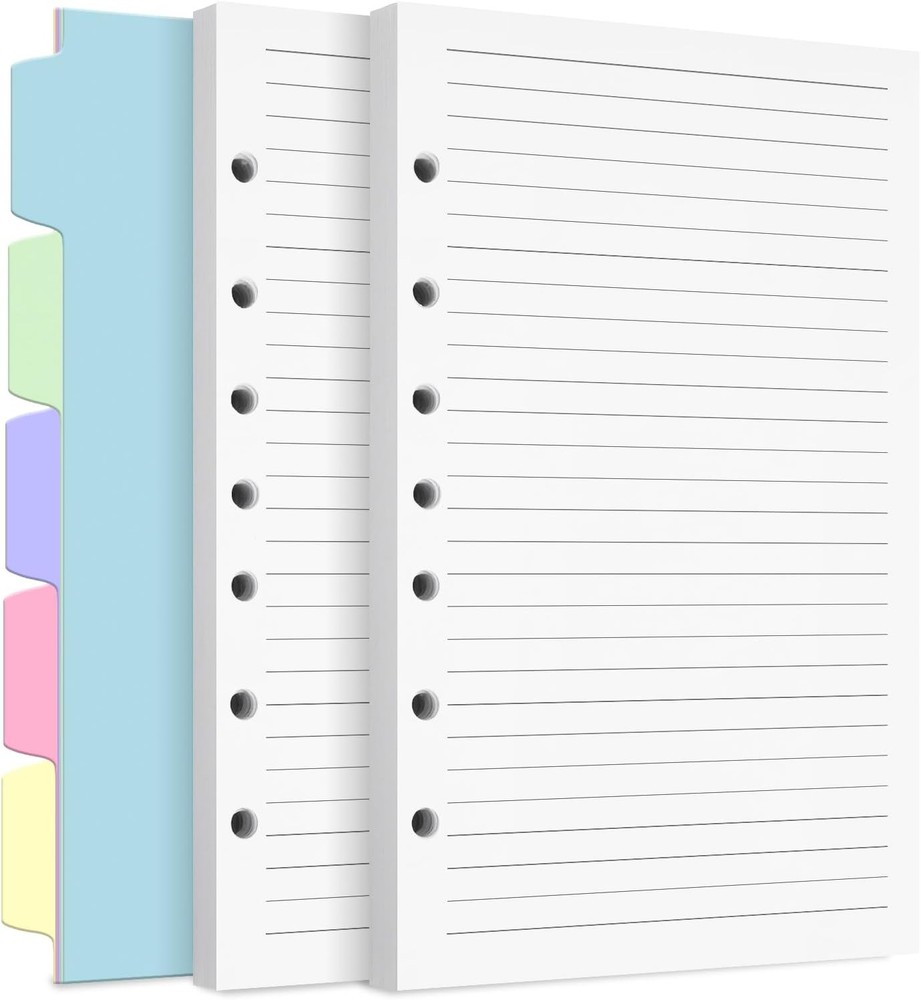 A5 Refill Paper, 7-Hole Planner Inserts for Binder Budget White