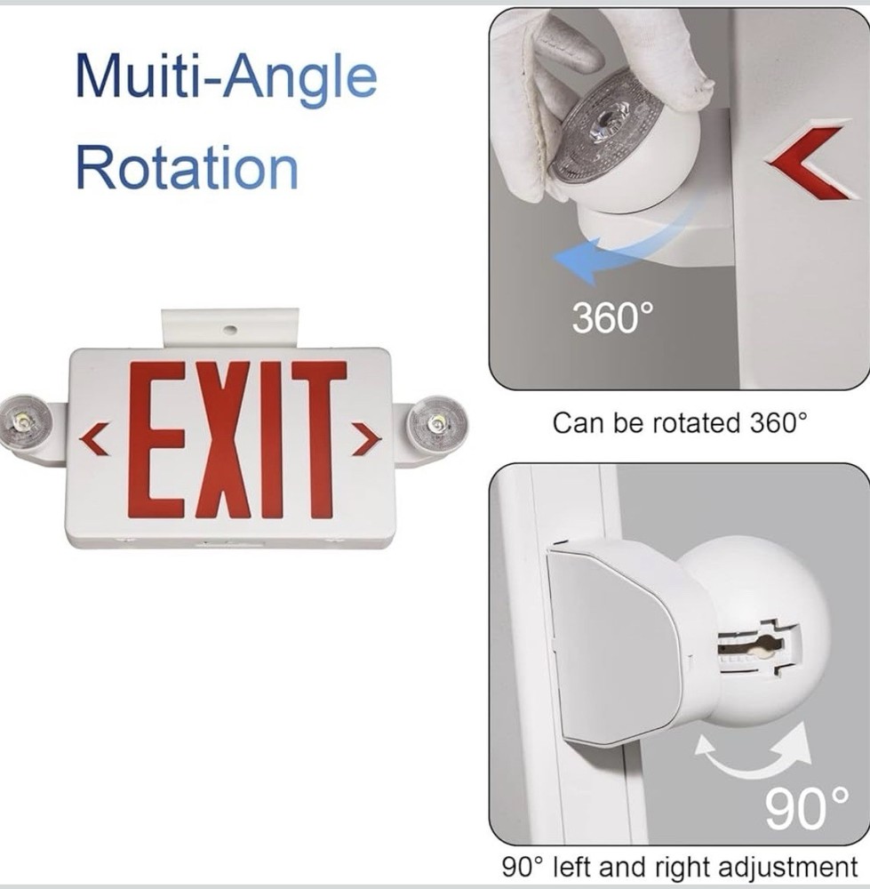 TANLUX Red Exit Sign with Emergency Lights, LED Emergency Exit Light with Bat...