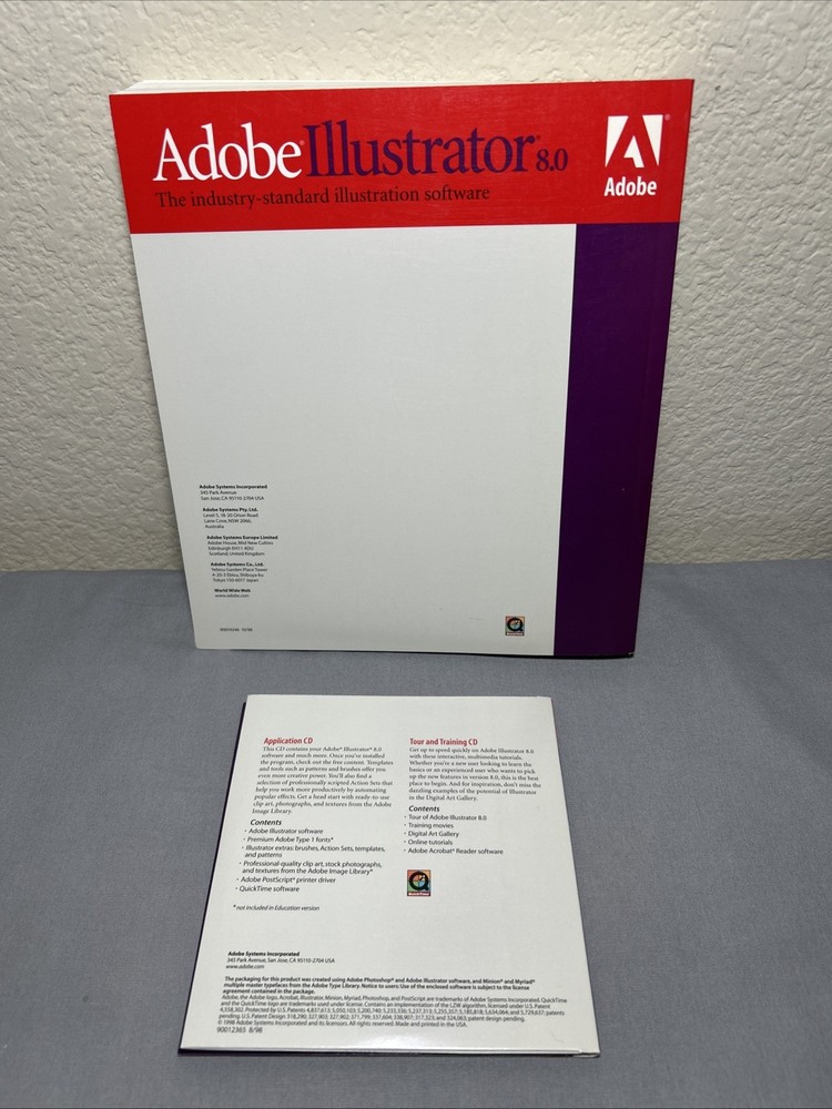 VTG Adobe Illustrator 8.0 Software CDs w/Serial & User Guide Book