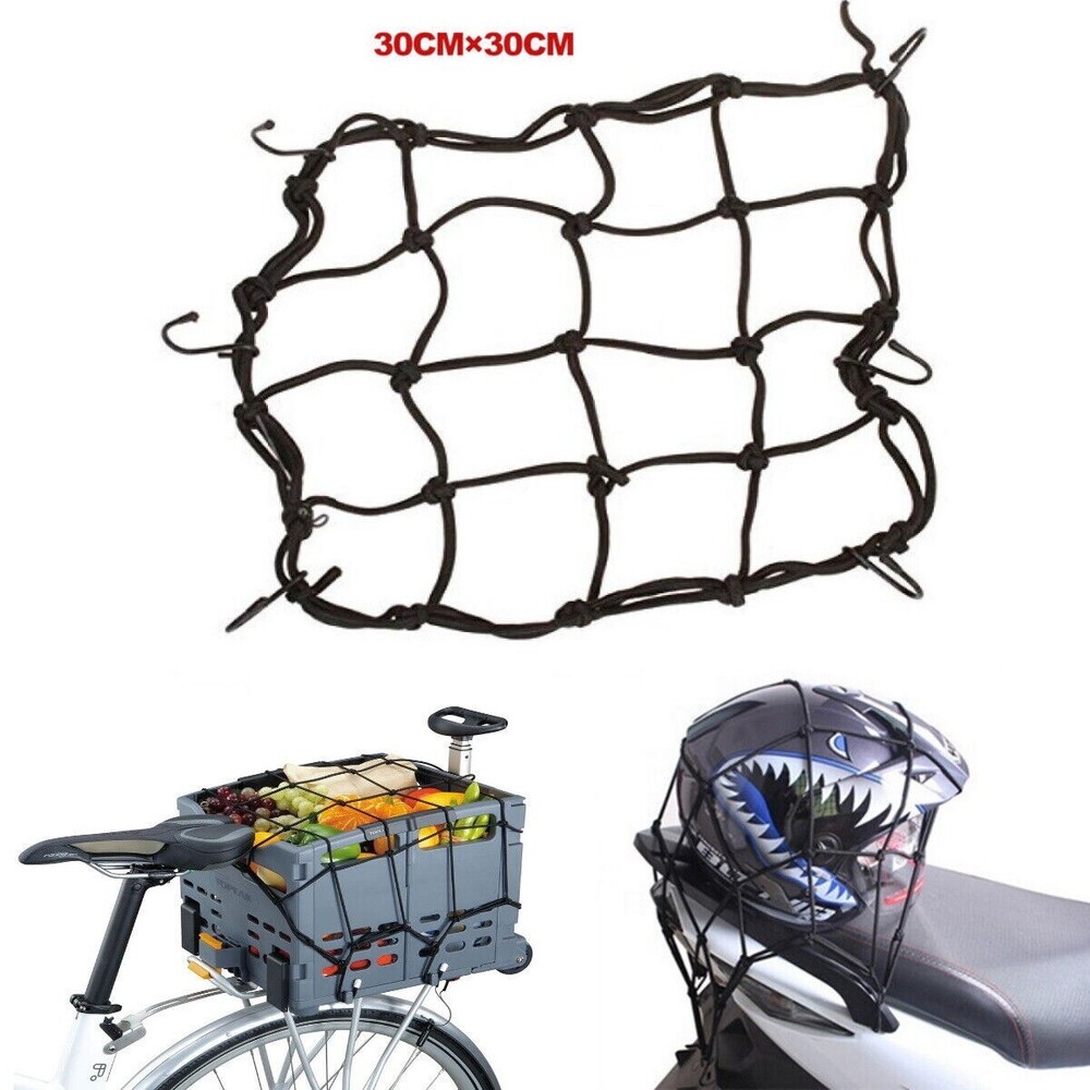 Cargo Net Motorcycle Helmet Mesh Tie Down Bungee Cord Adjustable Bungee +6 Hooks
