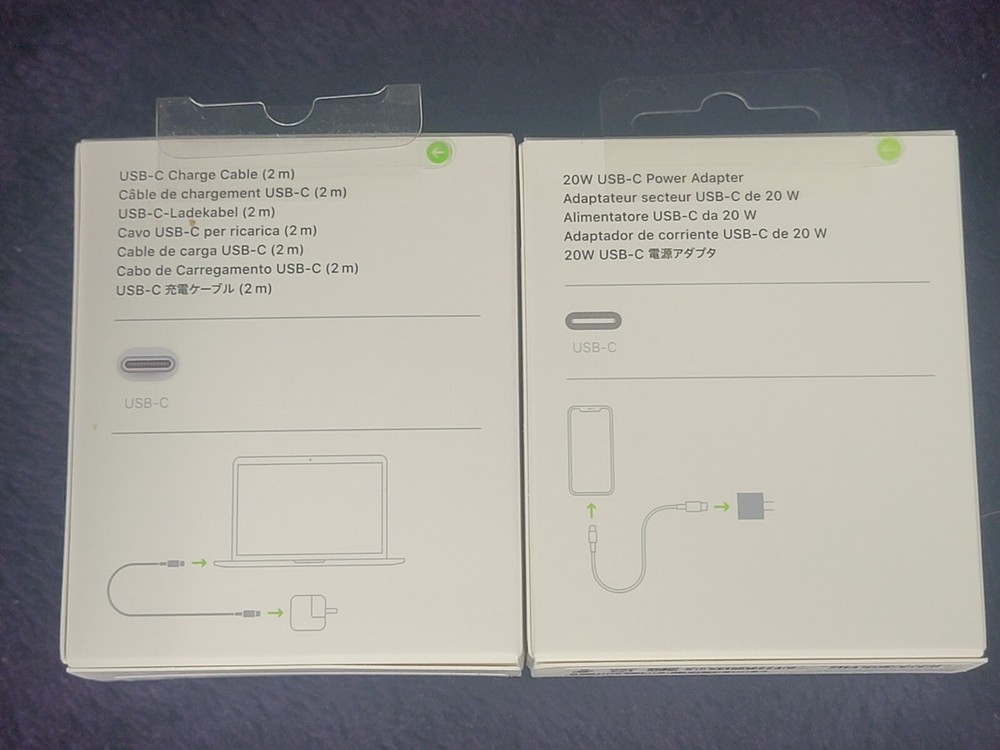 Genuine Apple USB-C Charge Cable (2m) and Apple 20W USB-C Power Adapter Set