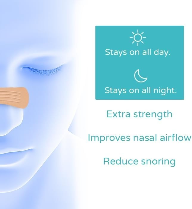 Extra Strong Hypoallergenic Nasal Strips – 30 Count Anti-Snoring Solution