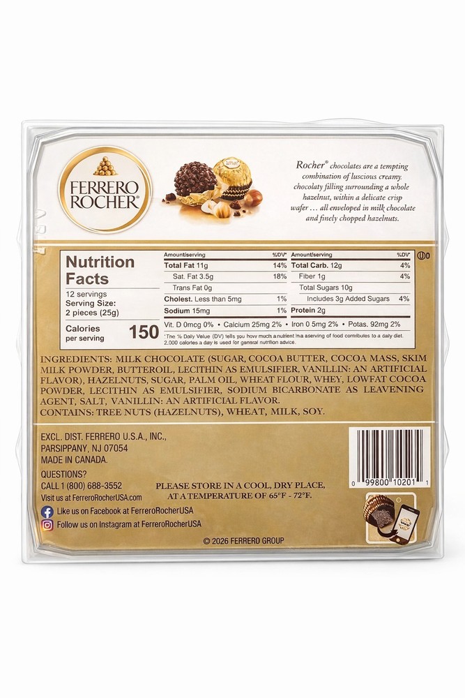 Empty Ferrero Rocher 24 Count Chocolate Box Clear Plastic Gift Container Clean