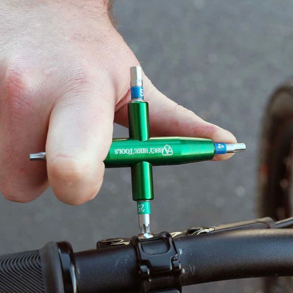 Abbey Bike Tools 4-Way Multi-Tool with Interchangeable Bits Green, 10-Piece Bit