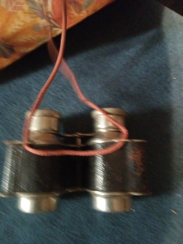 Antique Tin/ Leather Binoculars Made In Japan