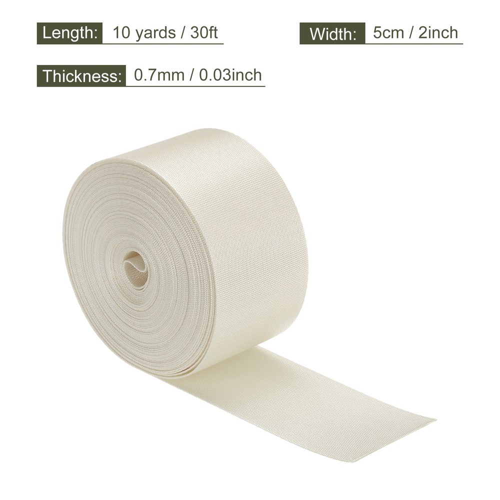 Flat Nylon Webbing Strap 2 Inch 10 Yards Milky White for Backpack