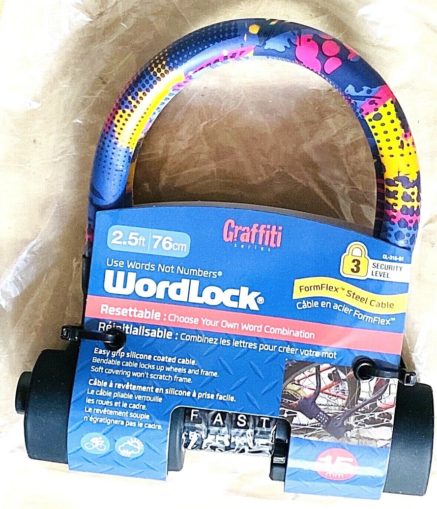 WordLock Combination Graffiti FormFlex Steel Cable Bike Lock