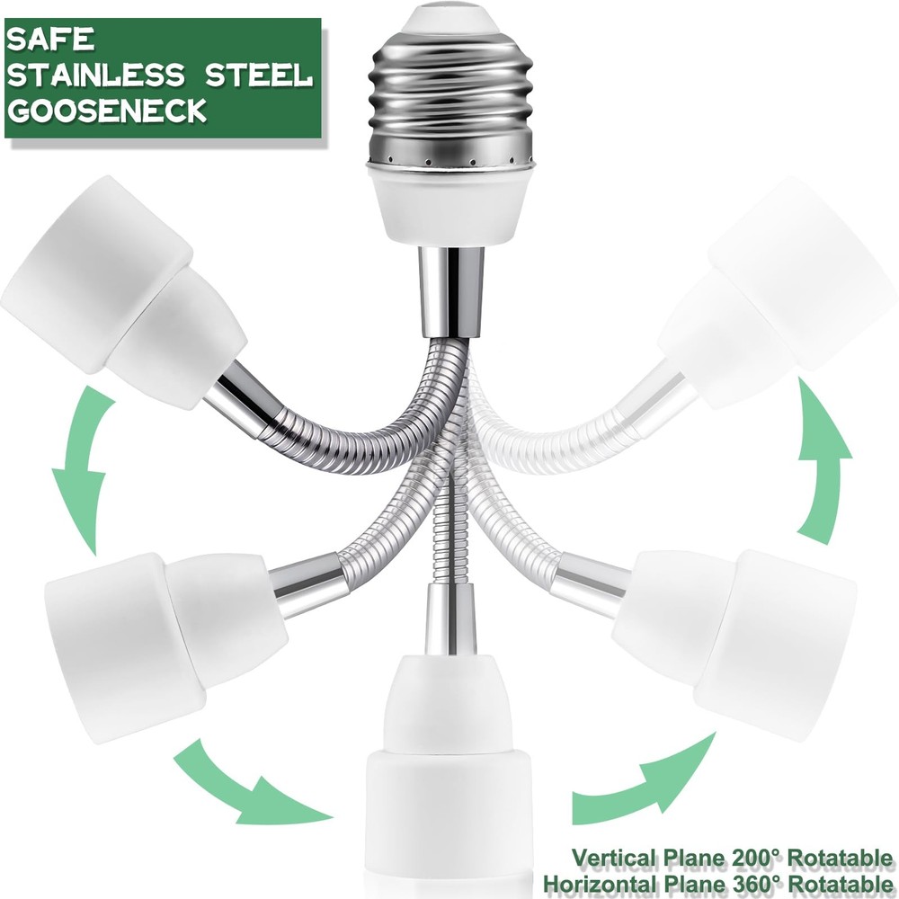 3 Prong Outlet Light Socket Adapter,Light Bulb to Outlet Socket Adapter with ...