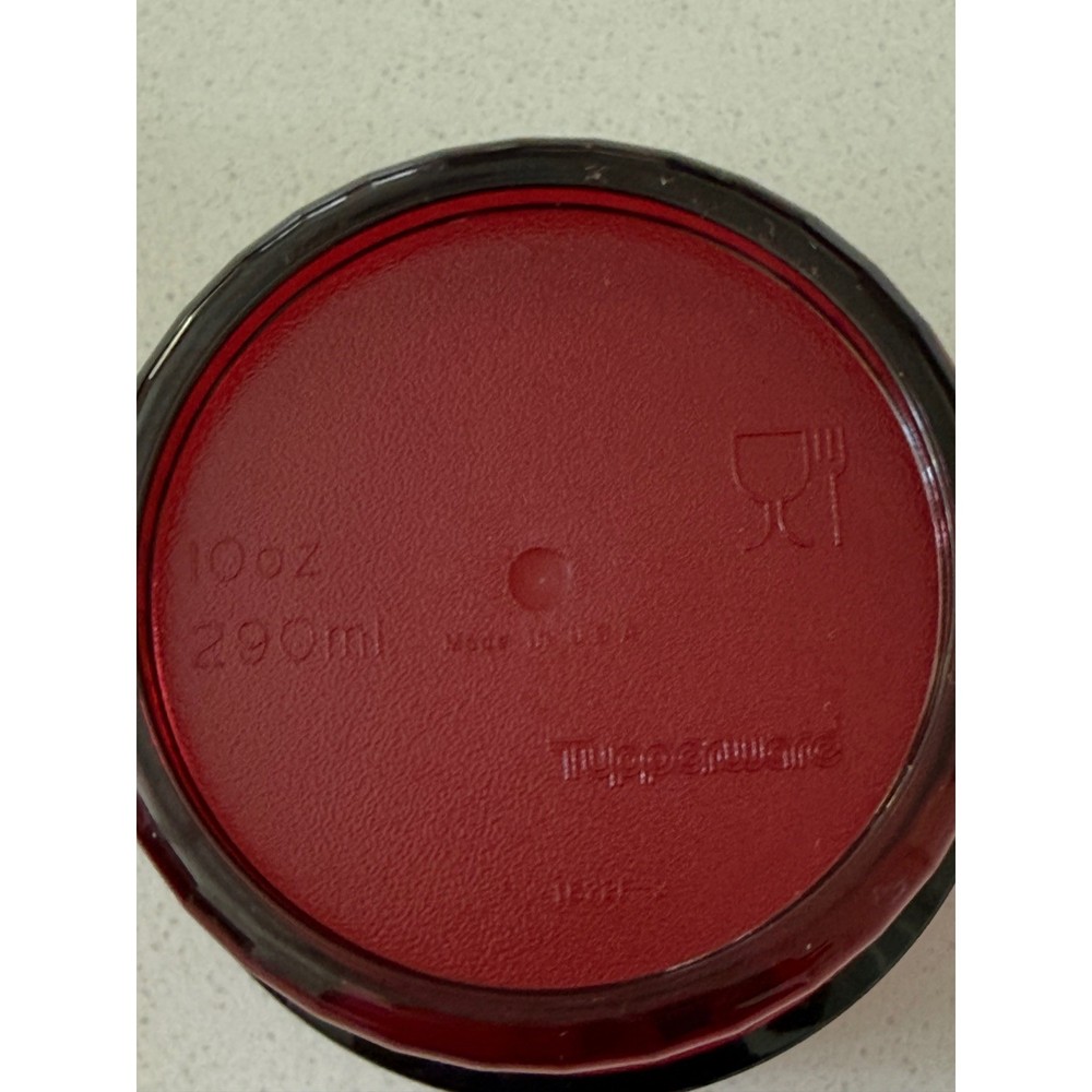 Vtg Tupperware Impressions Ruby Red Pitcher & 6 Stackable 10oz Tumblers Set 7pc