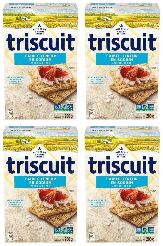 Triscuit Low Sodium Snacking Crackers, 200g (4 Pack)