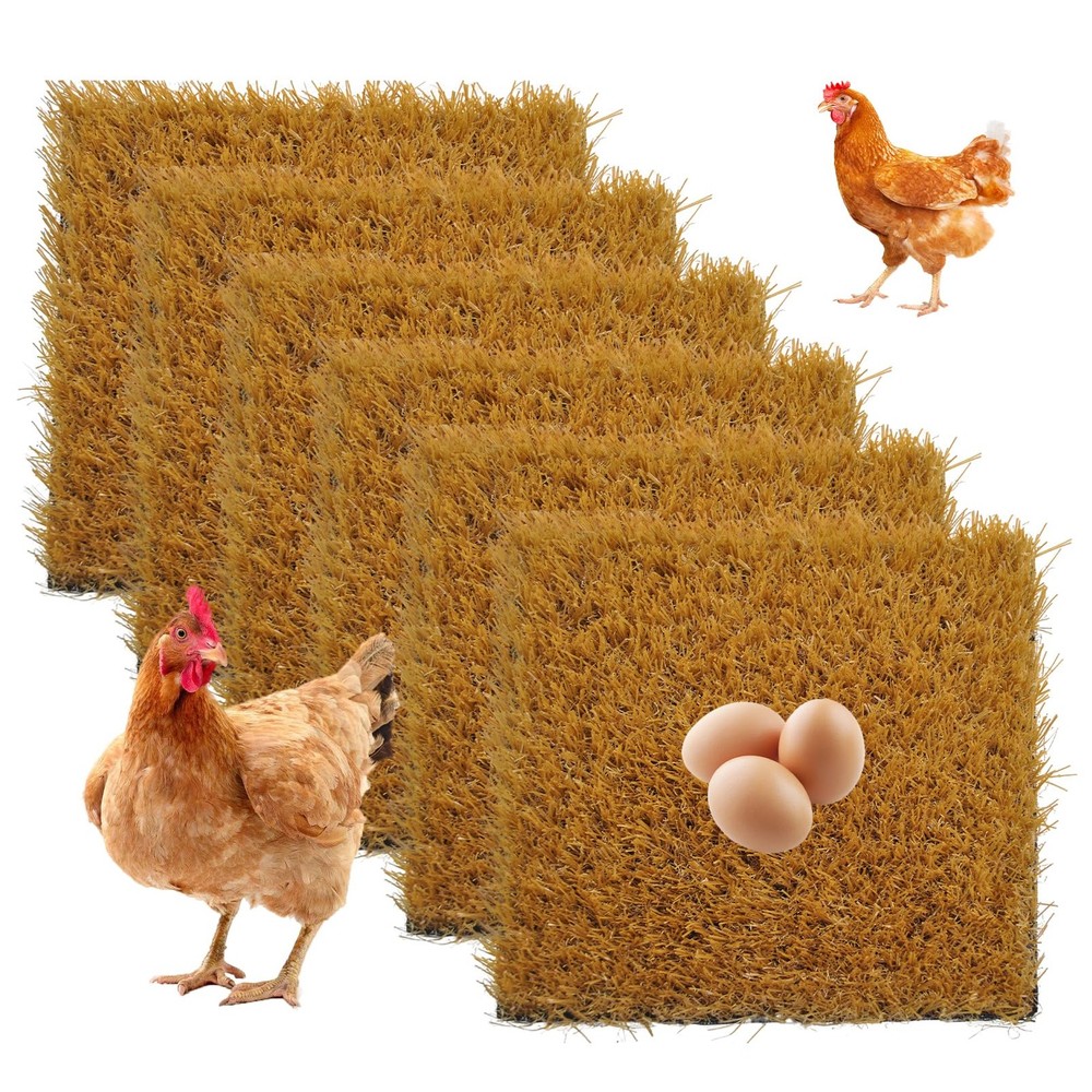 6 Pack Chicken Nesting Box Pads,Washable Artificial Grass Rug Chickens Beddin...