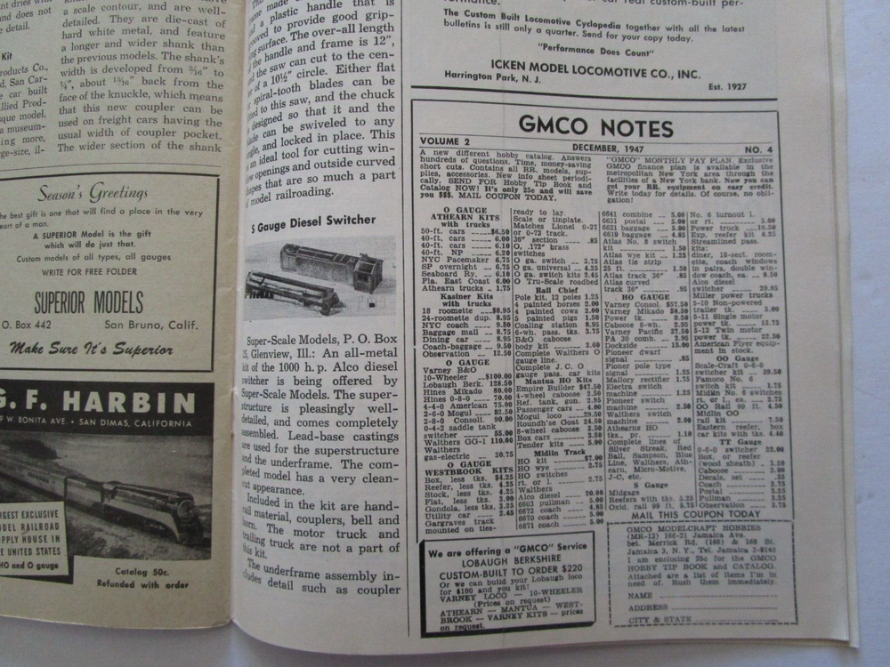 Model Railroader December 1947 Locos Benchwork Interurbans Nice! L@@K