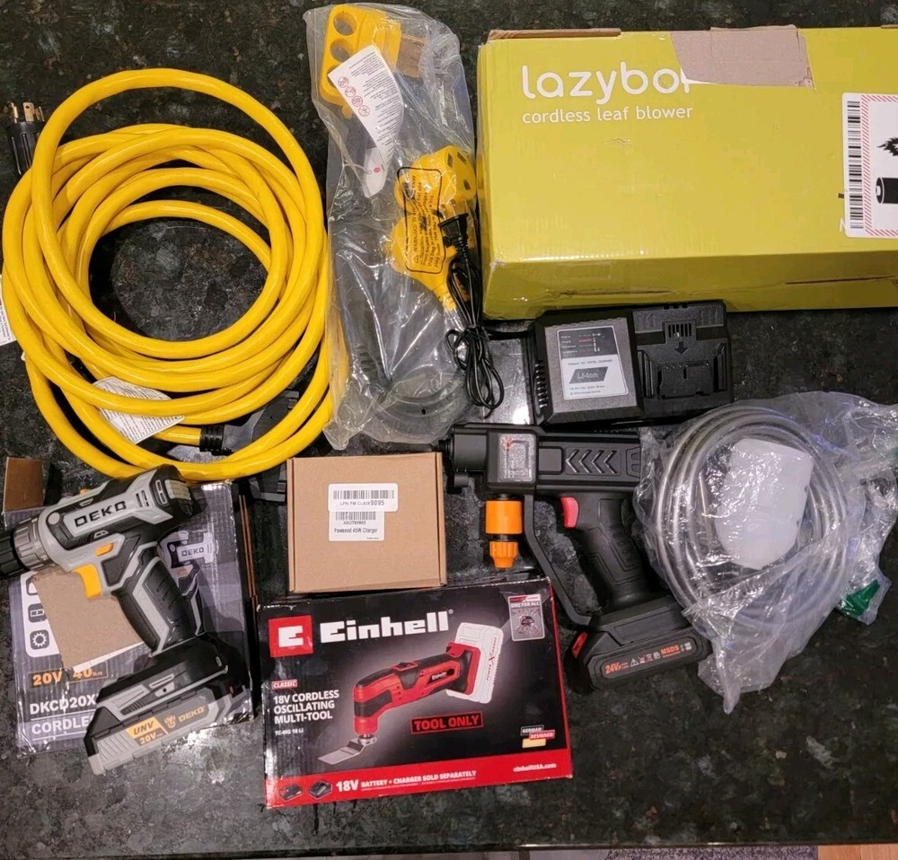 8 Home Power Tool Bundle Lot Misc  Batteries Amazon Liquidation READ DESCRIPTION