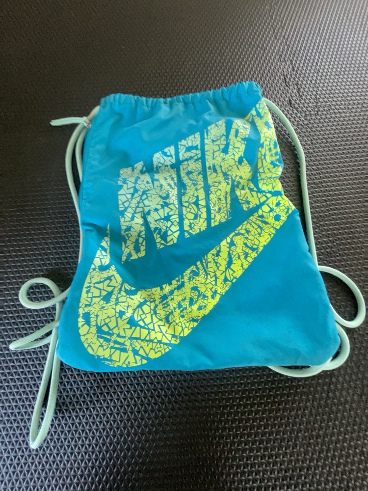 Nike Draw-String Bag Blue Neon Swoosh Logo Backpack
