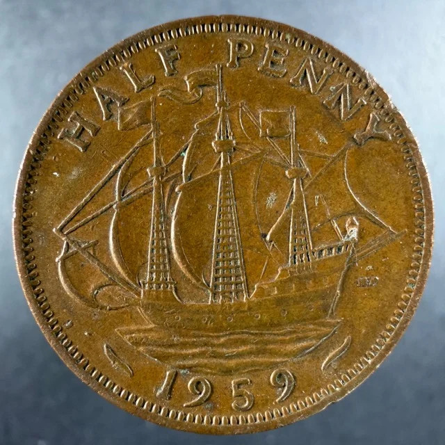 1959 Great Britain Half Penny Choice Example Elizabeth II Bronze
