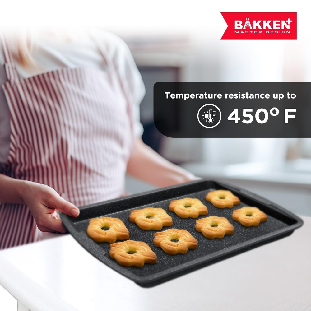 Gray Marble Nonstick Bakeware Set 3 Piece Professional Quality Cookie Sheets