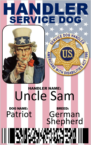 CUSTOMIZABLE, SERVICE DOG HANDLER ID CARD, PHYSICAL & DIGITAL