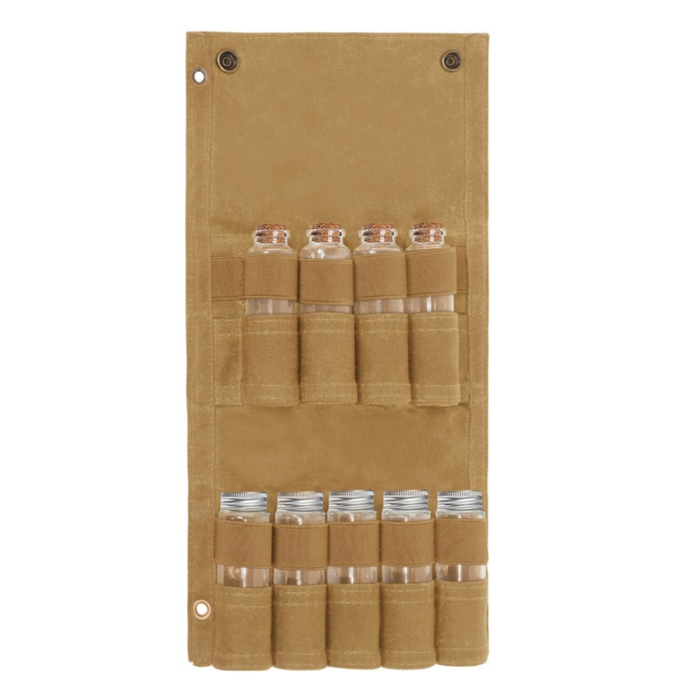 9-hole Camping Spice Kit Foldable Canvas Large Capacity Portable BBQ Accessories
