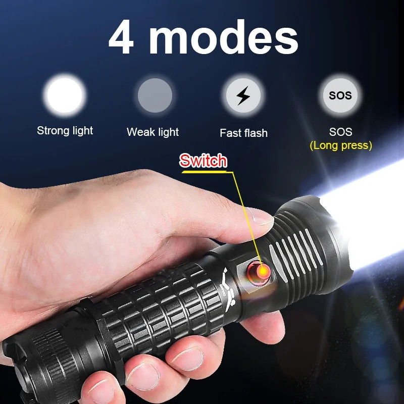 Professional Diving Torch XHP199 Scuba Flashlight Underwater Torch Light