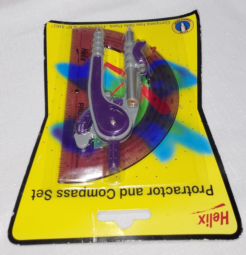 Helix Protractor Compass Set School Math Geometry Drawing Art, New