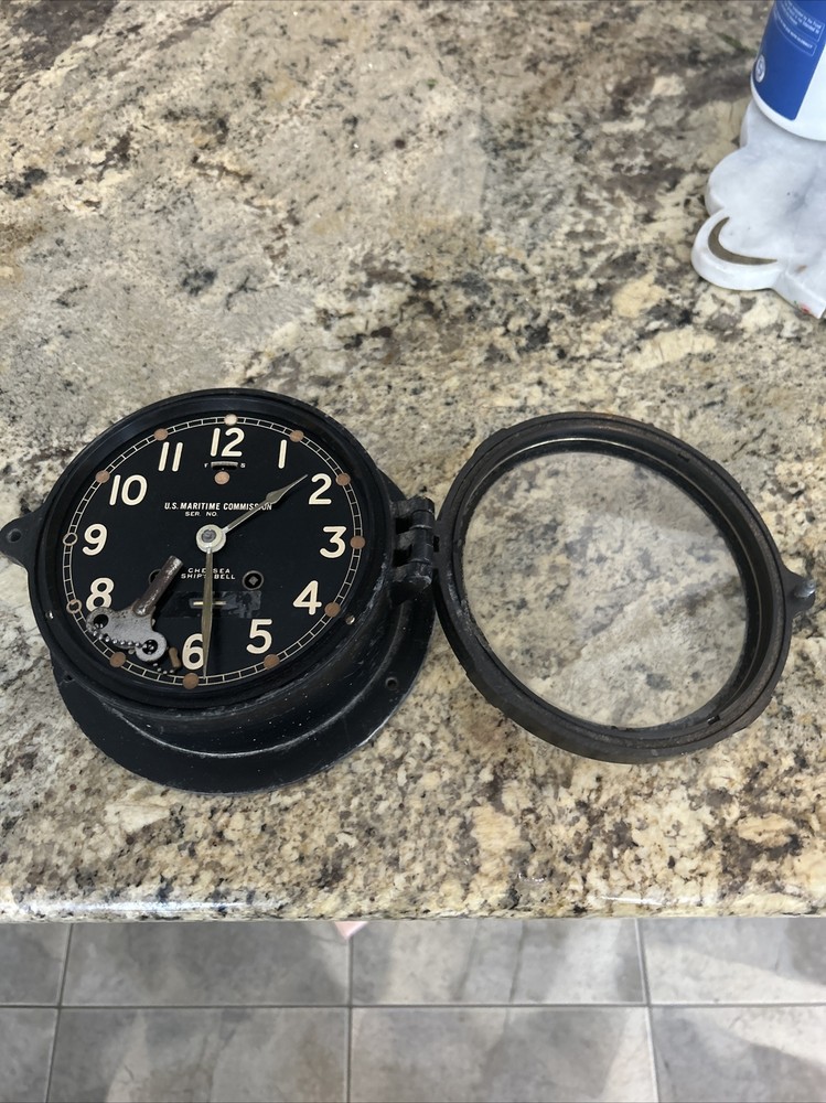 Chelsea Ships Bell Clock With Key 1945
