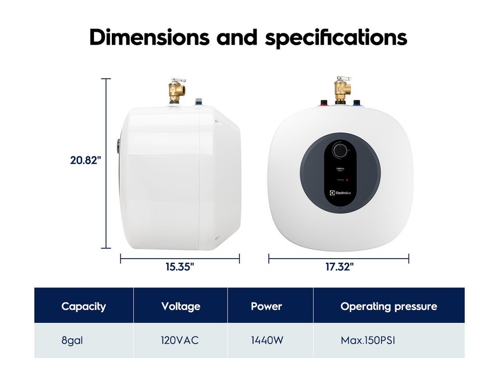 Electrolux 8.0 Gal Electric Mini Tank Water Heater Instant Hot Bolier On-demand