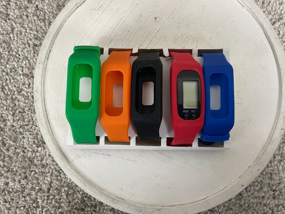 Go Bands Go Pedometer Watch Steps Counter Interchangeable 5 Bands Multicolor
