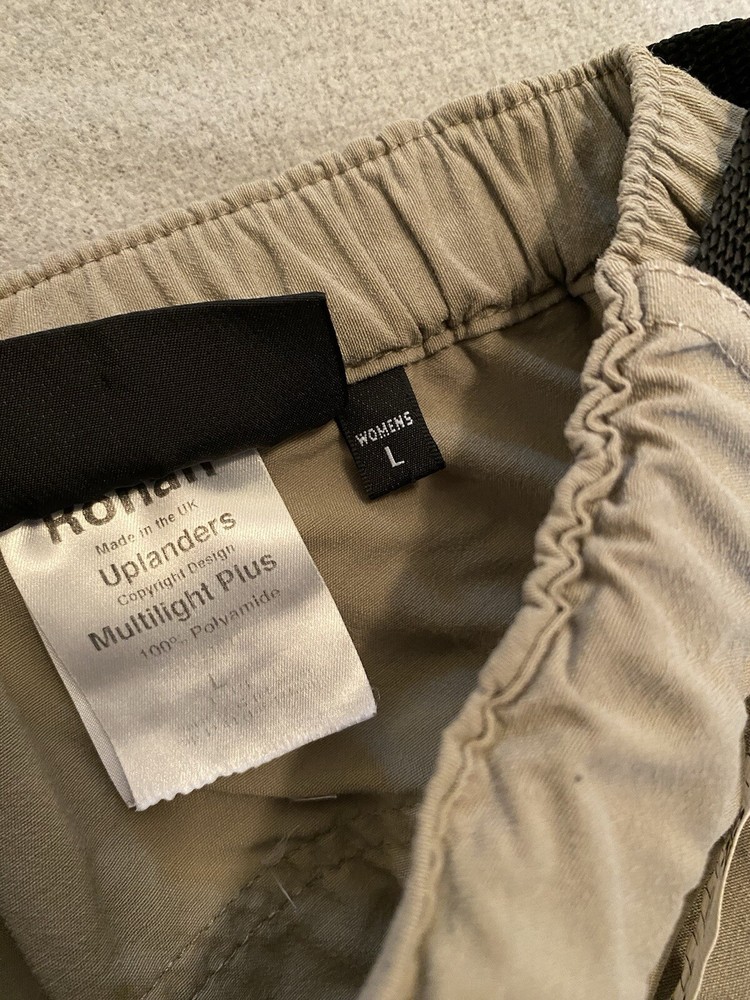 ROHAN TROUSERS SZ LARGE UPLANDERS MULTILIGHT WOMENS OUTDOORS WALK ZIP POCKETS
