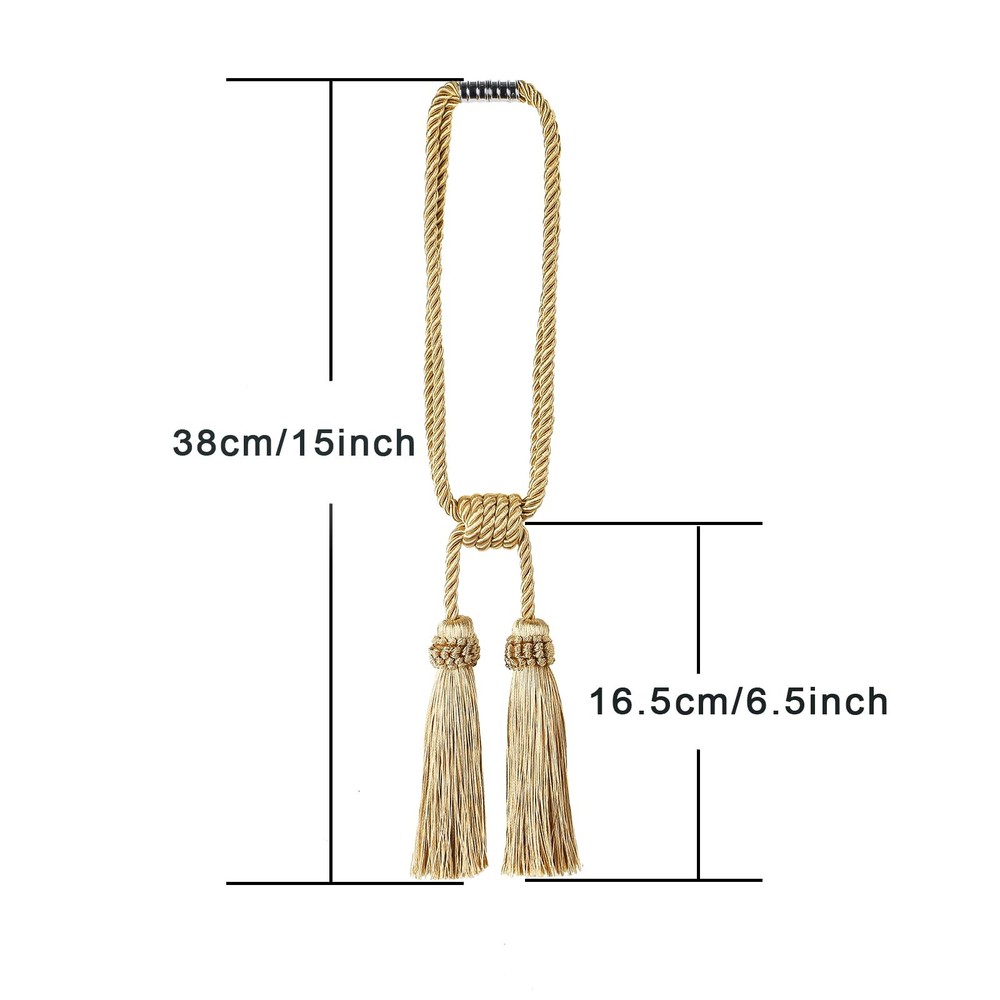 Magnetic Curtain Tiebacks 2 Pack Tassel Curtain Tieback Modern Handmade Tie B...