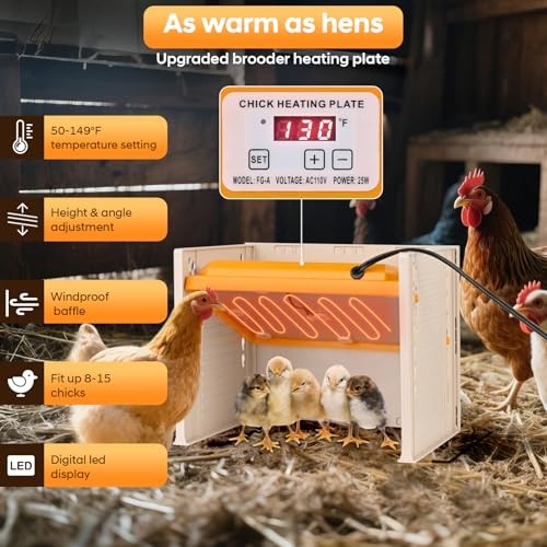 Brooder Plate for Chicks, 25W Heat Plate with Temperature Control, 9.76" x