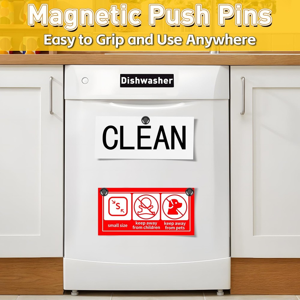 16 Pcs Small Magnets, Strong, Refrigerator, Locker, Black