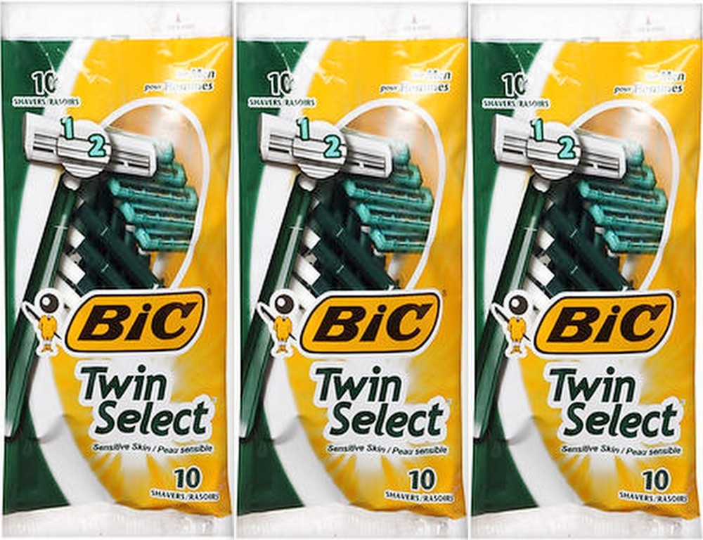 BIC TWIN SELECT Razors Men's Sensitive 10 Count ( 3 pack ) green