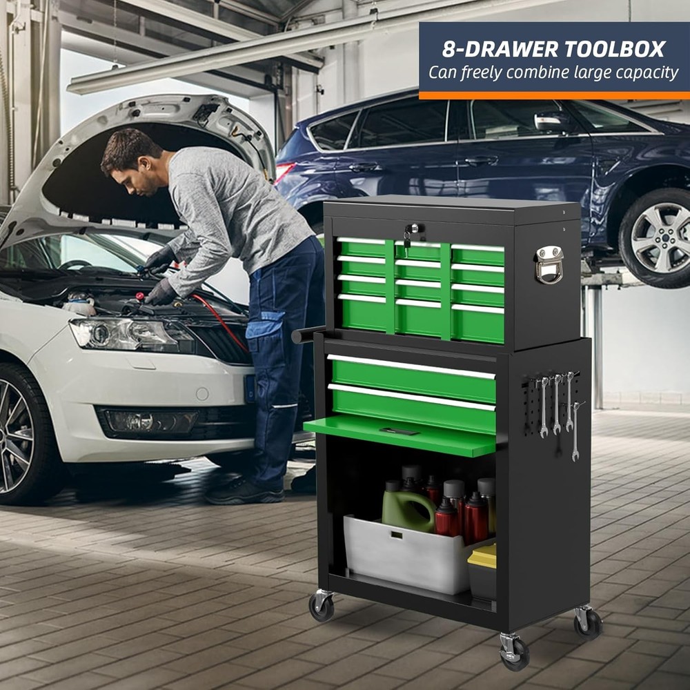 8-Drawer High Capacity Rolling Tool Chest with Wheels, Big Tool Storage Removabl