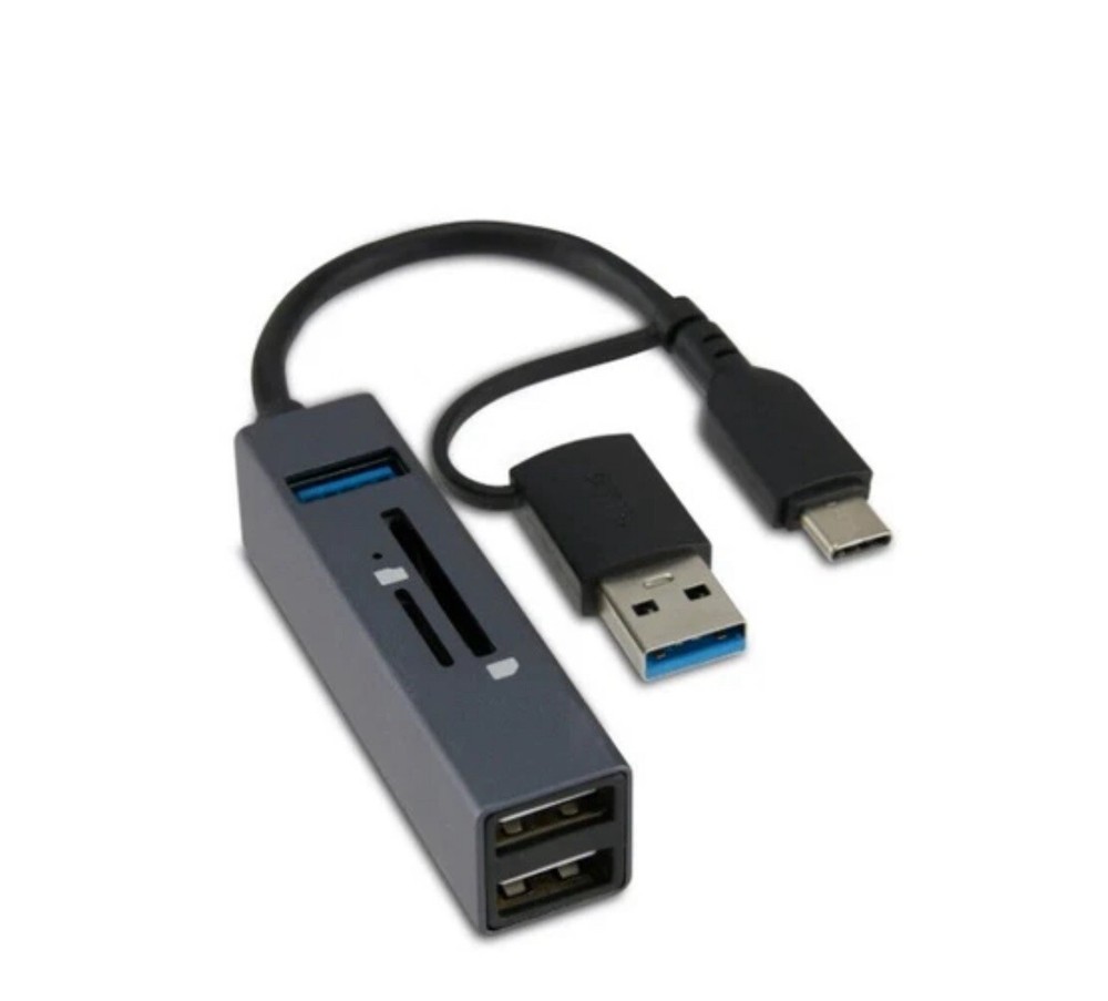 Onn, Multi-Port USB Hub with SD and microSD Card Reader