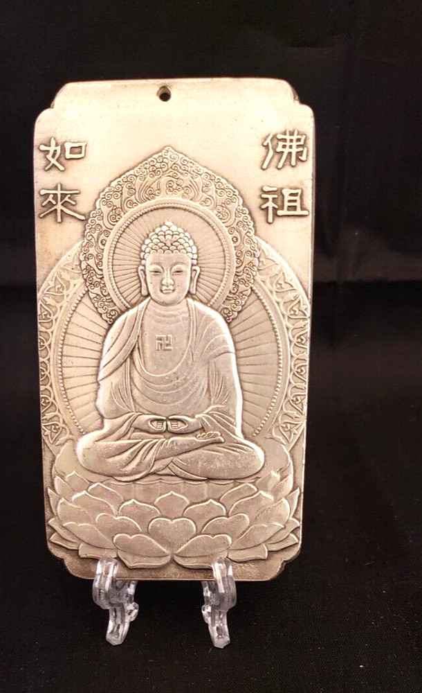 Chinese Buddha #2 Chinese Silver Scroll Weigh Chop Marks 5514