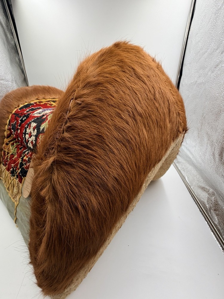 Vintage Middle Eastern Camel Saddle Foot Stool Leather Animal Hide Boho Decor
