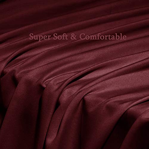 Bed Sheet Set Super Soft Microfiber 1800 Thread Count Luxury Queen Burgundy