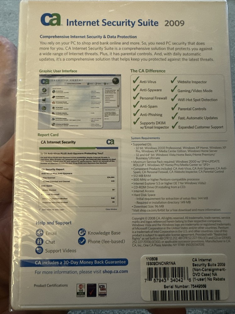 CA Internet Security Suite 2009 Computer Associates- Comprehensive Security/Data