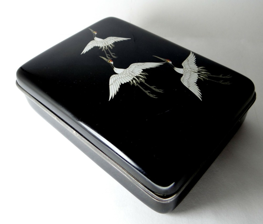 Antique Japanese Silver Enamel Box