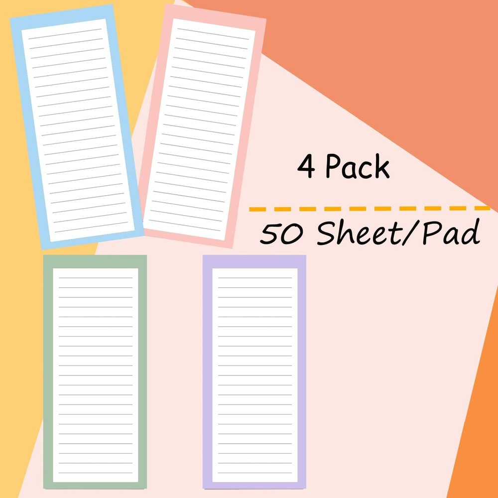 4 Pack Magnetic Notepads for 4 Pack×50 Sheets, Simple style