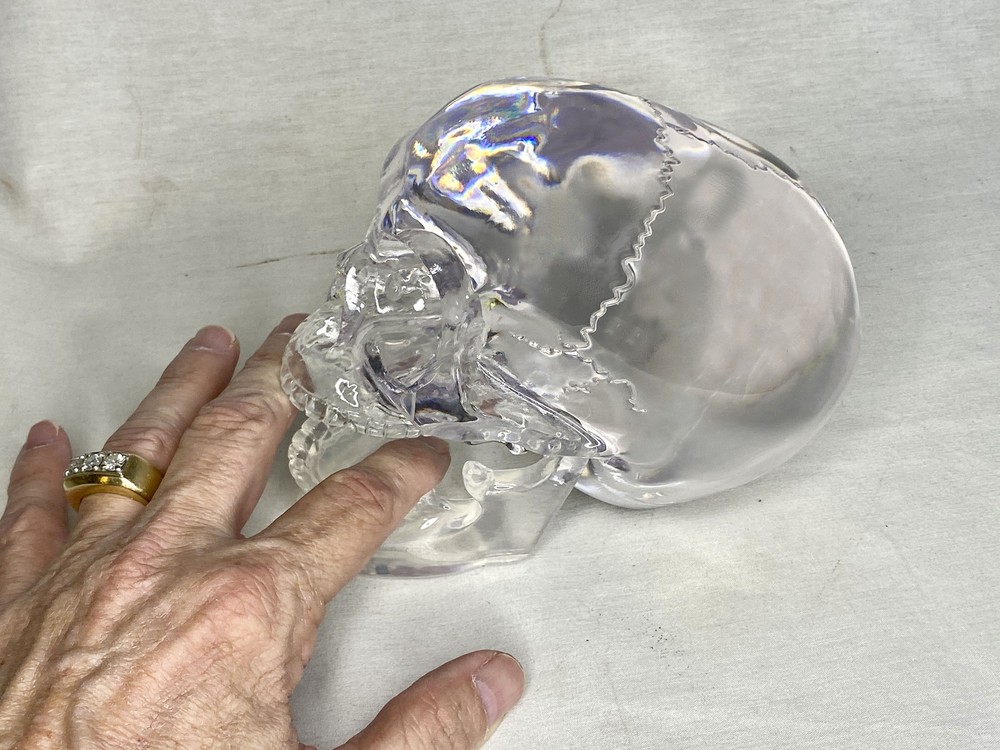 Mitchell Hedges Ancient Crystal Skull Replica, Solid Acrylic, Color Book, Signed