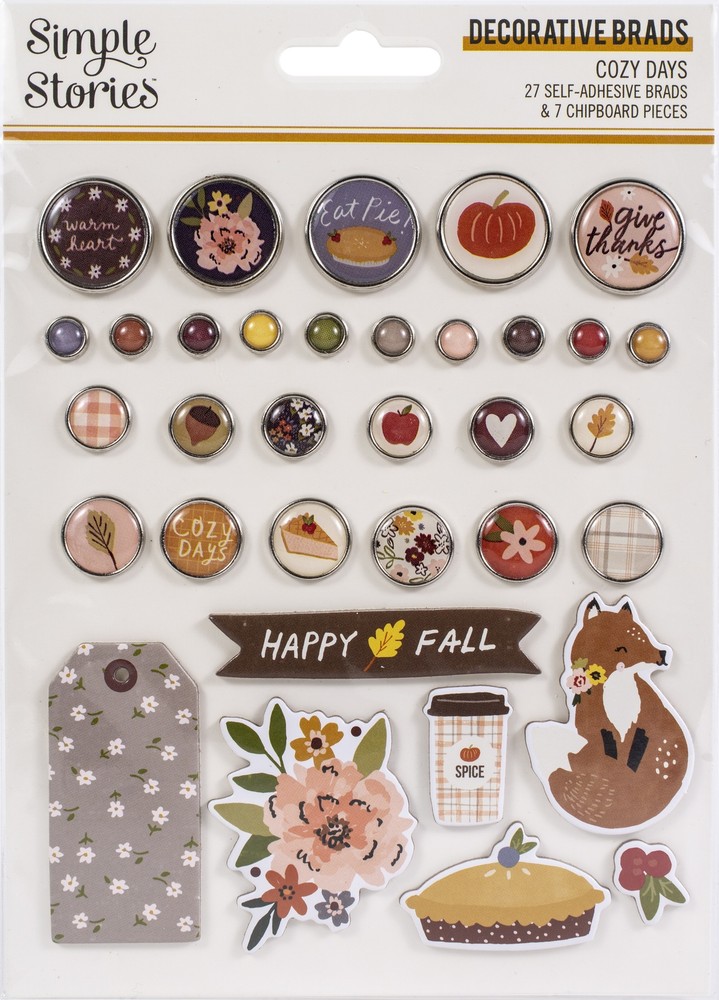 Cozy Days Decorative Brads 34/Pkg-