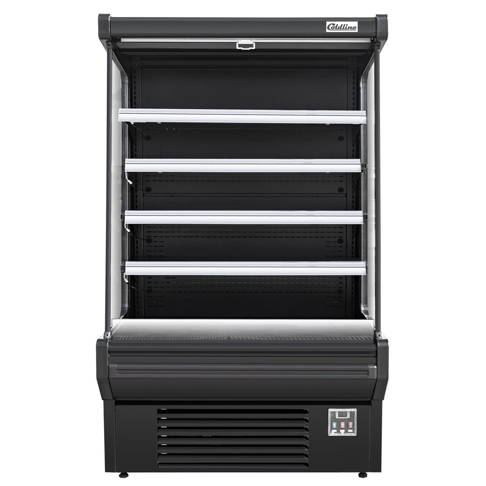 61" Open Air Refrigerated Display Merchandiser, 115V - Black - 27.6" Deep